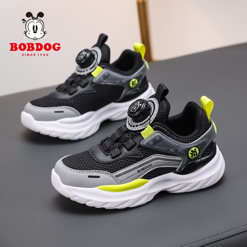 巴布豆春秋季新款男童运动鞋网面透气软底防滑中大童学生老爹鞋潮