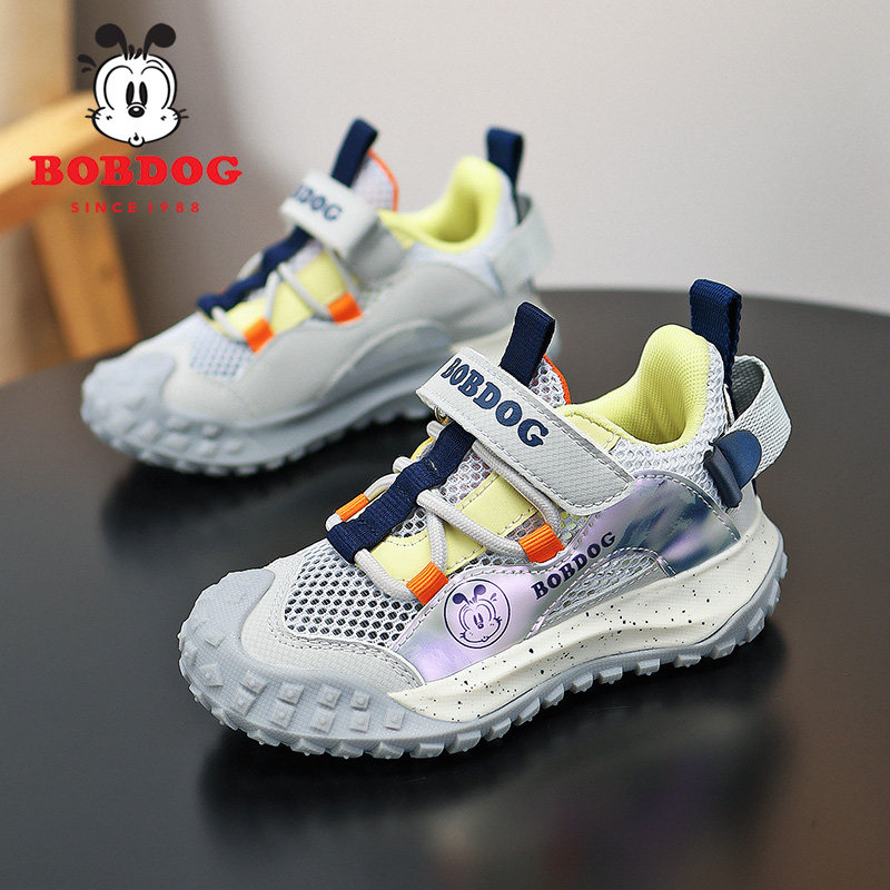 巴布豆夏季新款男童运动鞋单网镂空透气儿童中大童户外登山跑步鞋