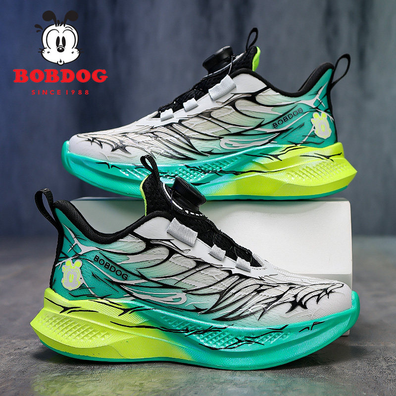 巴布豆春季新款男童运动鞋网面透气软底防滑儿童学生中大童跑步鞋