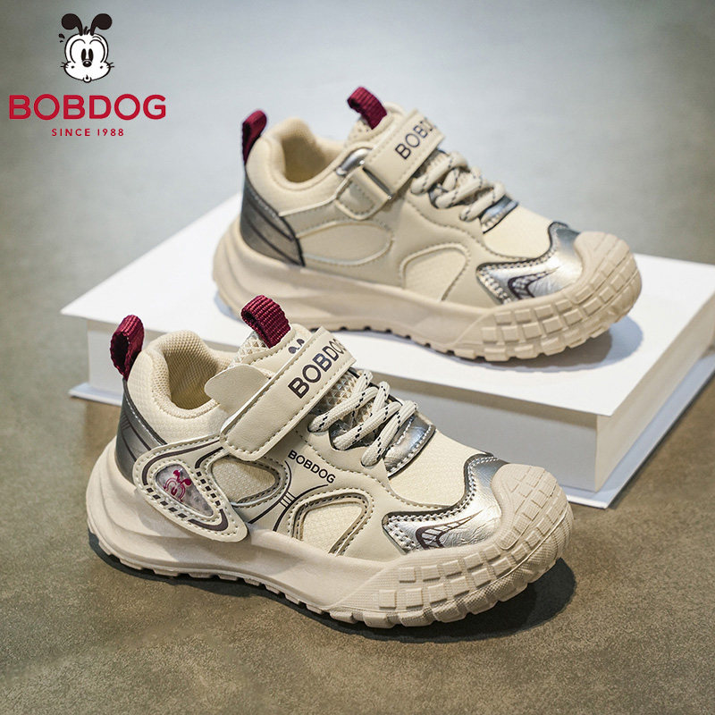 巴布豆秋冬季新款男童鞋皮面防水儿童休闲运动鞋户外小学生跑步鞋