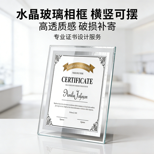 水晶玻璃荣誉证书亚克力奖状