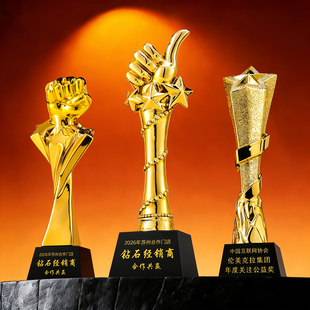树脂创意奖杯定制定做优秀员工篮球足球比赛儿童荣誉水晶金属制作