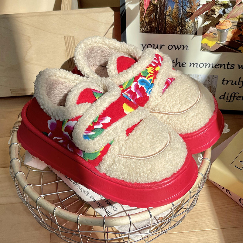 东北大花棉拖鞋女冬季包跟保暖羊羔绒加厚魔术贴棉鞋外穿2025新款,居家布艺,居家棉拖/棉鞋,淘宝优惠券,粉丝福利购,淘宝优惠卷