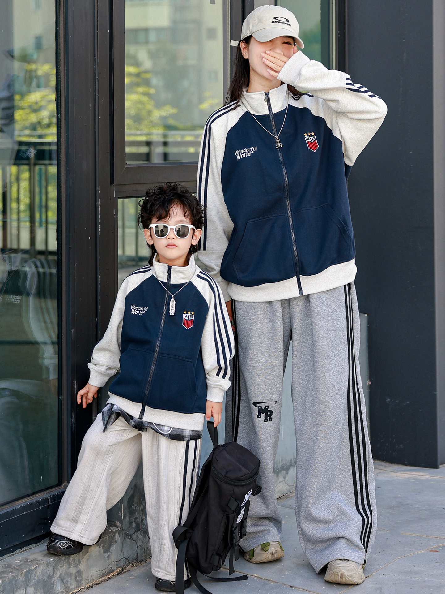 亲子装一家三口四口棒球服卫衣2025新款秋冬季母子母女家庭装外套