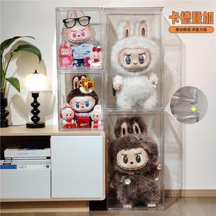 拉布布zimomo亚克力透明展示盒罗马柱一体labubu保护罩陈列展示柜