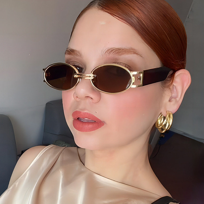 日系coopkoop港风金属椭圆复古墨镜街拍度假太阳镜男女ins眼镜