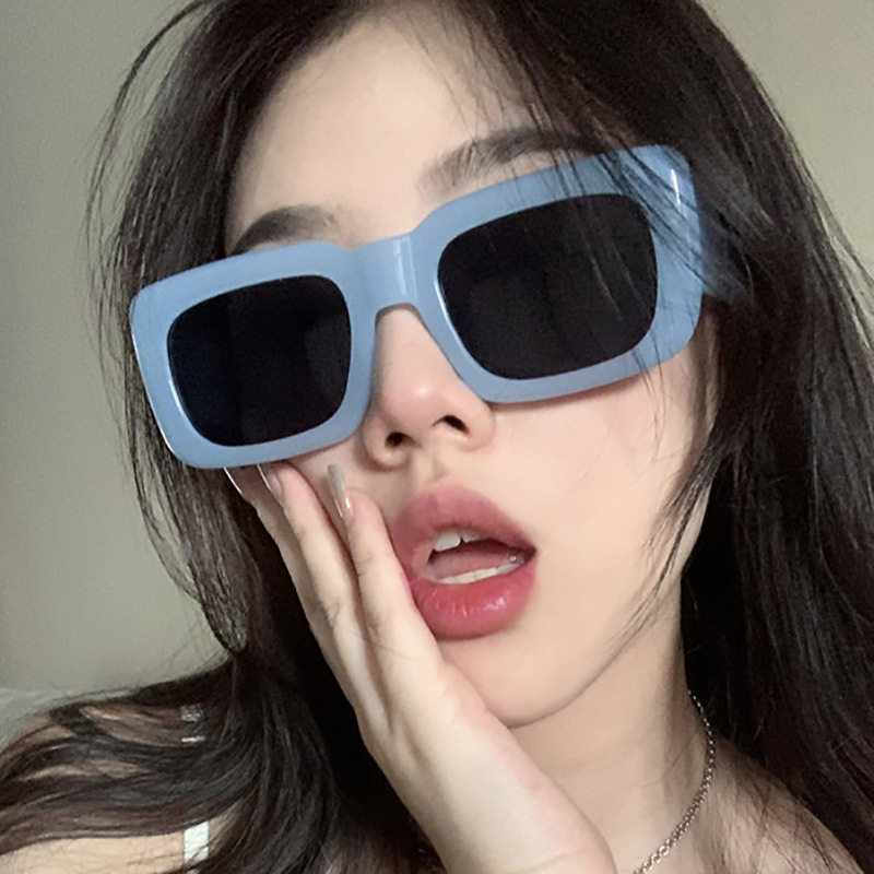 日系coopkoop欧美潮流方形太阳镜女复古亮黑色简约墨镜男街拍