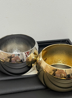 日系coopkoop欧美经典鼓形镜面开口宽边手镯简约个性光面手环