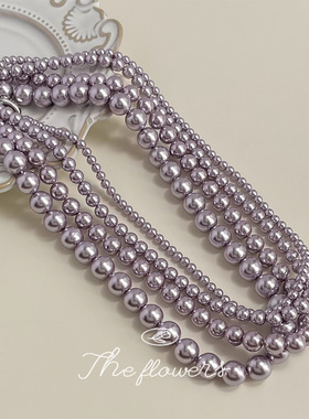 日系coopkoop玻璃珍珠紫色系优雅气质时尚通勤显肤色镀项链毛衣