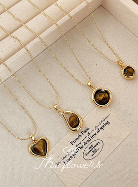 日系coopkoop保色真的很好！高品质镀18k虎眼石项链 时尚复古高级