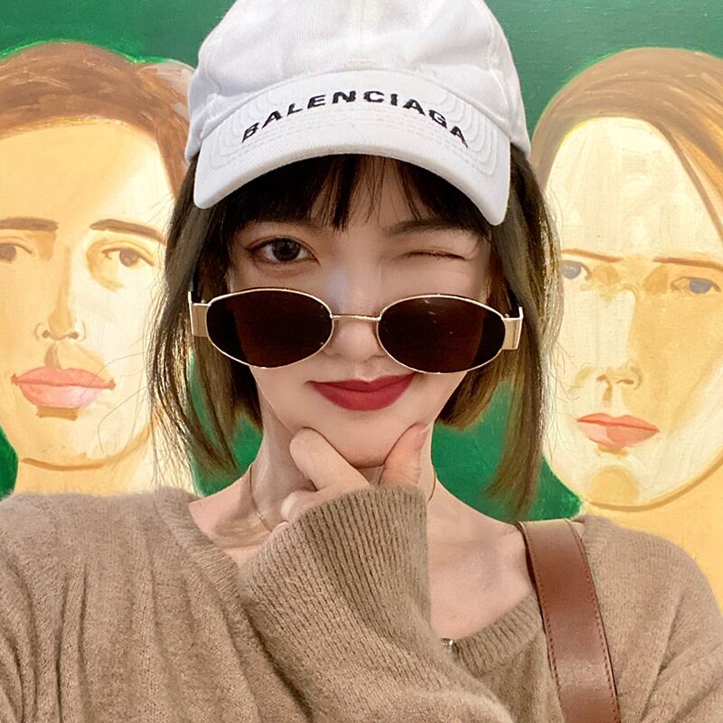 日系coopkoop新款欧美嘻哈小框墨镜女 街拍ins时髦椭圆形搞怪