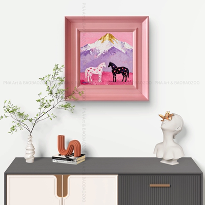 BAOBAOZOO双马油画肌理装饰画
