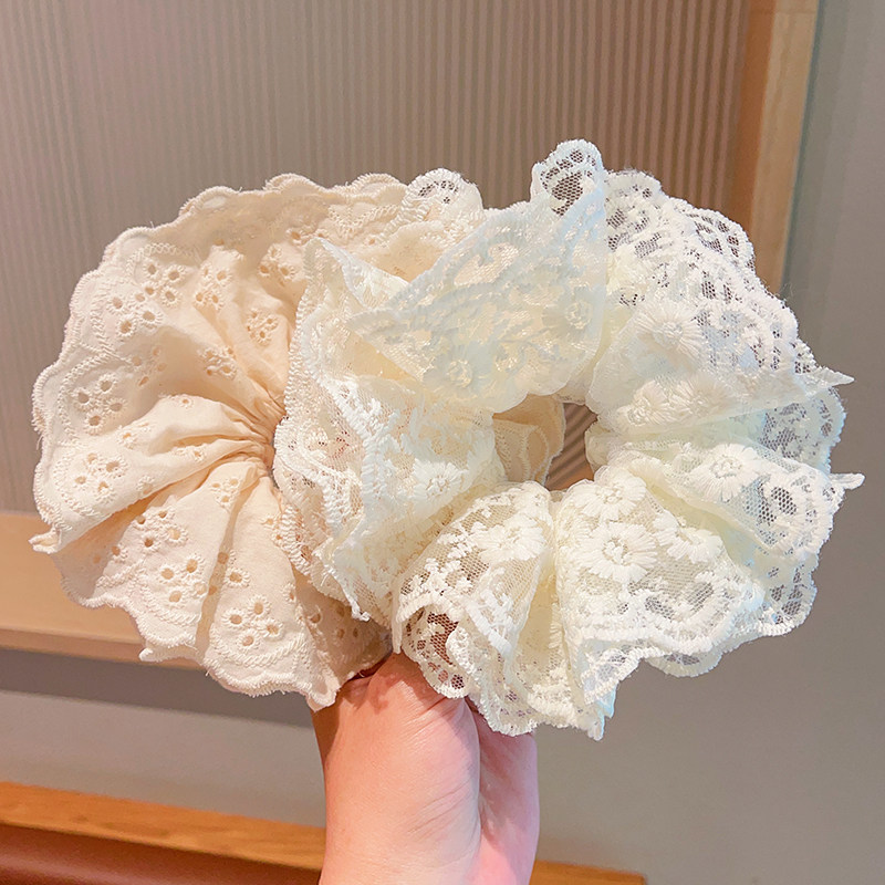 韩系甜美蕾丝花边大肠圈图片
