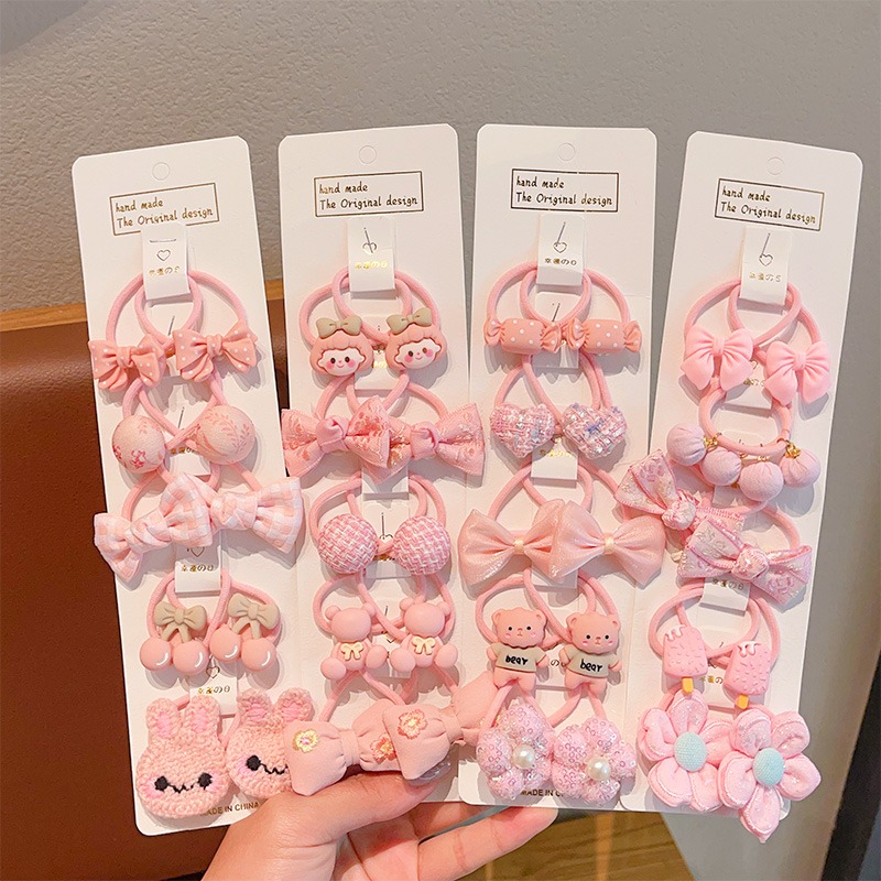 儿童超仙粉色蝴蝶结花朵发圈