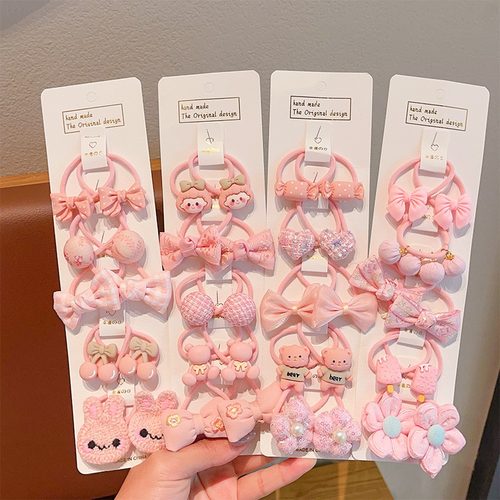 儿童超仙粉色蝴蝶结花朵发圈