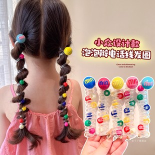 女童泡泡辫双马尾编发神器儿童不伤发头绳女孩卷卷电话线发圈头绳