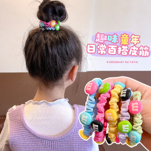 趣味m豆儿童彩色小肠圈宝宝不伤发可爱丸子头发绳女童高马尾发圈