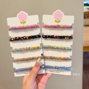 秋冬宝宝韩系高弹力彩色皮筋扎辫子儿童发圈不伤发女童高马尾头绳