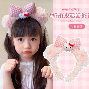 宝宝可爱小熊耳朵发箍女童蝴蝶结小猫压发头箍小女孩毛绒发卡发捆