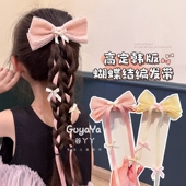 儿童多层蝴蝶结长飘带发夹女孩可爱女童公主夹子头饰新款 编发发卡