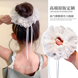 儿童蕾丝花边大肠发圈芭蕾少女公主头绳甜美丸子头飘带发饰不伤发