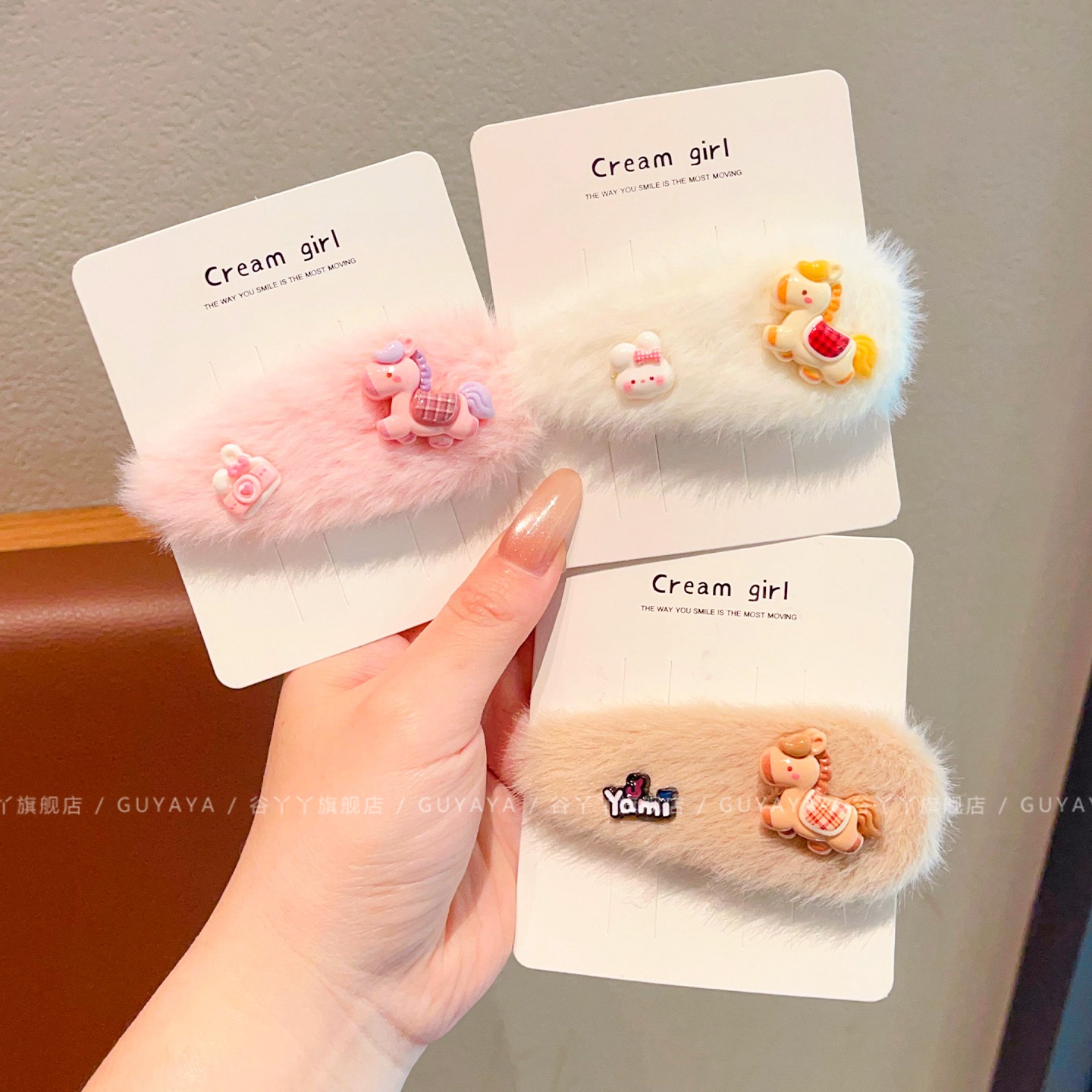 女童宝宝秋冬毛绒发夹儿童bb夹