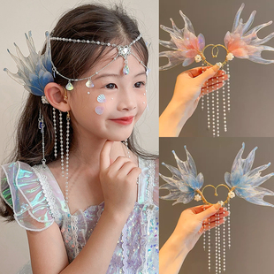 小女孩精灵耳夹头饰美人鱼耳挂汉服公主裙写真打卡配饰2025年新款