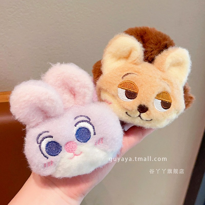 女童可爱卡通毛绒玩偶发圈高马尾