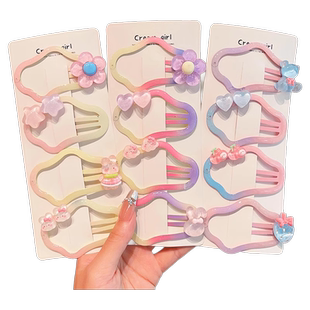 儿童果冻色花朵发夹宝宝前额刘海碎发夹bb夹小女孩不伤发头饰发卡