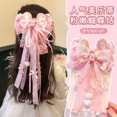 粉色蝴蝶结美乐蒂发夹洛丽塔公主