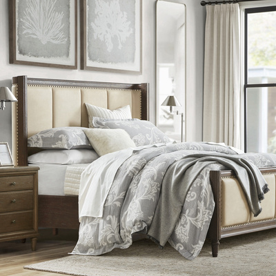 harbor美式实木双人床卧室现代简约主卧布艺皮质双人床定制