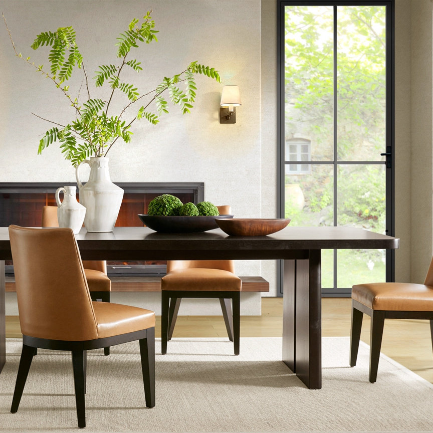 harbo美式house家具新款现代简约餐厅实木餐桌餐边柜真皮餐椅