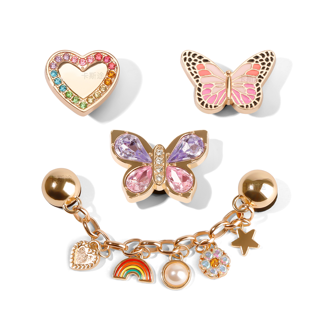 適配Crocs洞洞鞋扣碟心虹夢