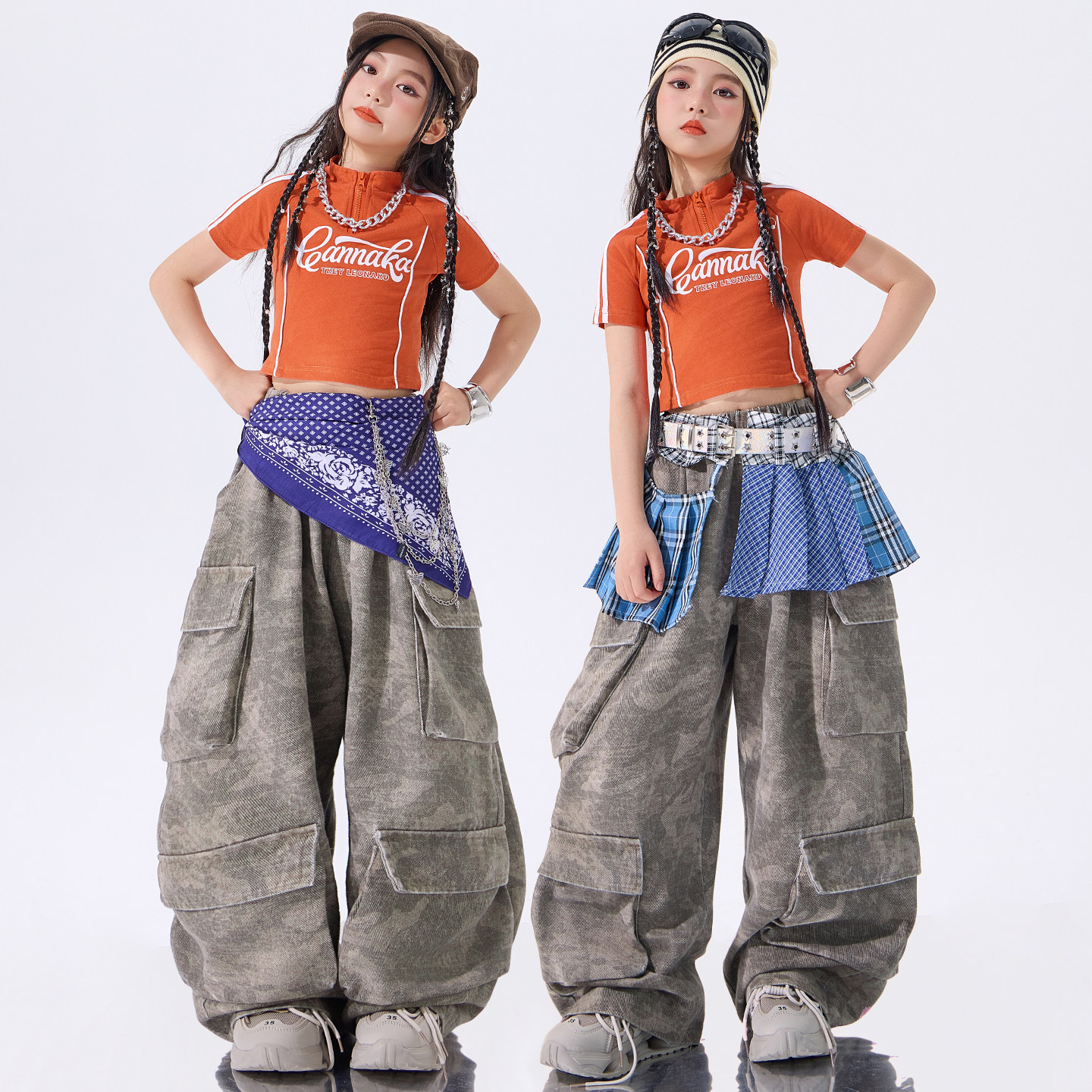女童爵士舞服装舞蹈服jazz橙色