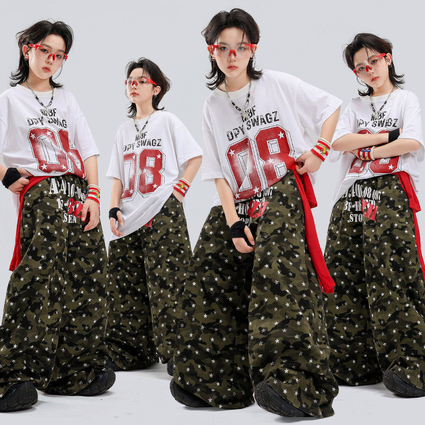 儿童街舞潮服嘻哈风迷彩长裤