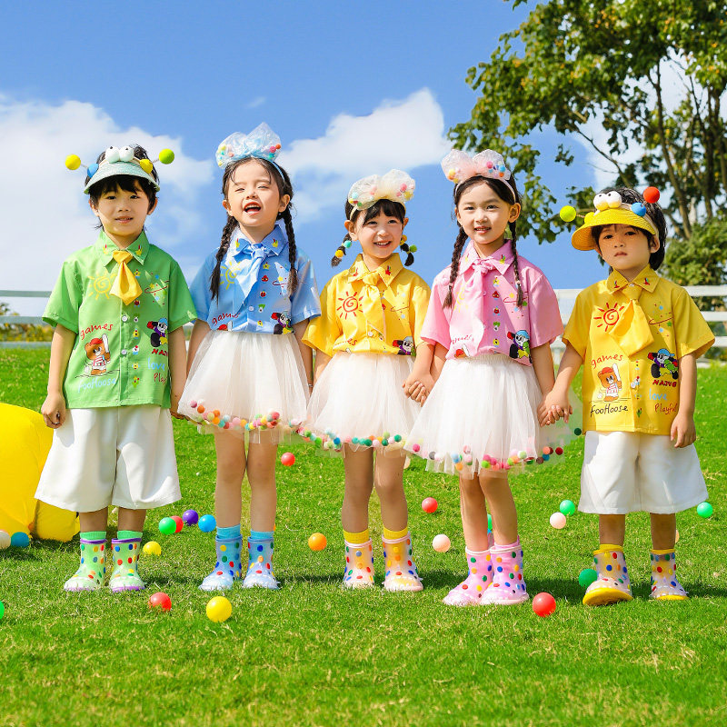 六一儿 童啦啦队舞蹈演出服幼儿园园服夏小学生运动会大班毕业服