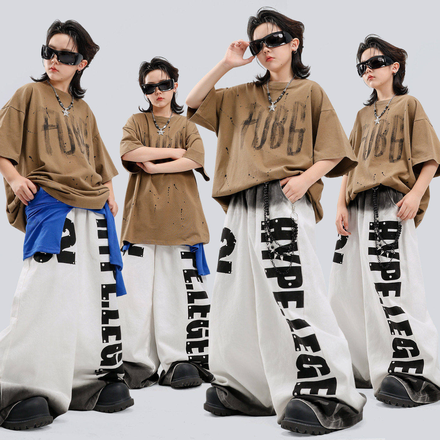 儿童街舞演出服嘻哈男女童宽松