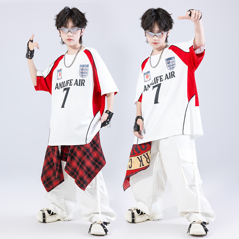 街舞儿 童潮服少儿hiphop童 装架子鼓演出服男女 童嘻哈舞蹈表演