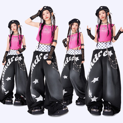 女孩jazz爵士舞潮服女童甜酷无袖