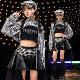女团爵士舞服洋气亮片jazz舞台走秀潮服女童韩舞街舞Kpop表演出服