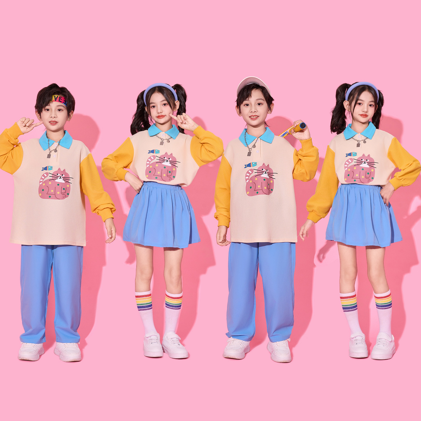 小学生运动会开幕式服装幼儿园班服儿童啦啦队演出服男女童表演服