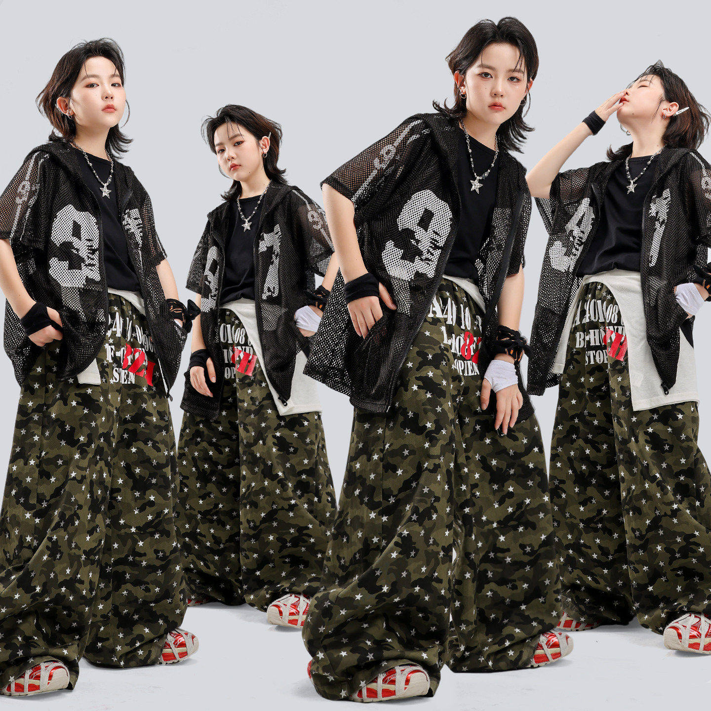 儿童街舞潮服嘻哈夏季男童迷彩