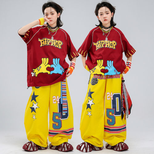 儿童街舞潮服男童嘻哈小手OK