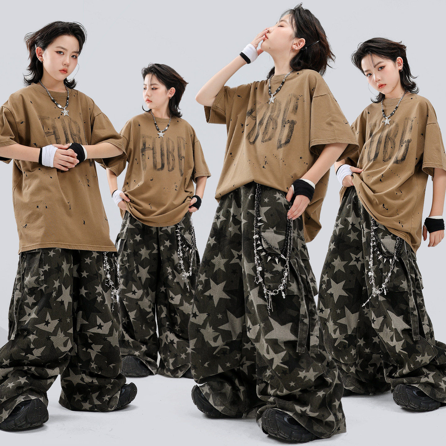 儿童街舞潮服嘻哈少儿迷彩长裤