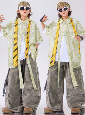 儿童街舞潮服男童嘻哈套装hiphop表演服装少儿舞蹈六一表演演出服