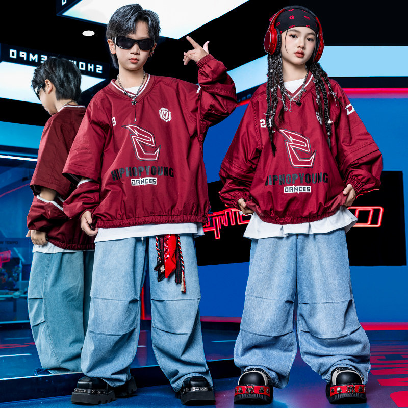 新款街舞演出服男女童嘻哈hiphop