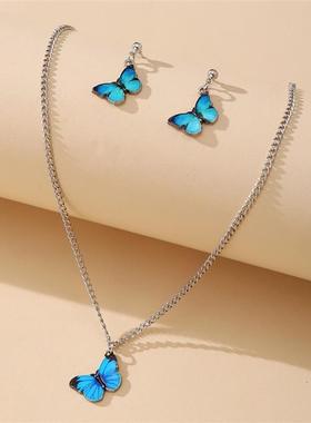 Hot Sale Butterfly Jewelry Set earrings necklace bracelet 新