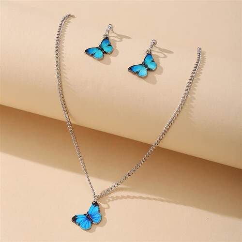 Hot Sale Butterfly Jewelry Set earrings necklace bracelet 新