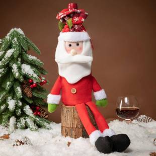wine bottle sleeve Christmas man red Old snowman decoration