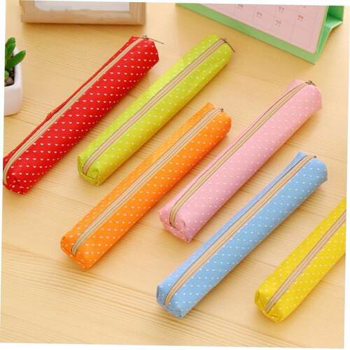 Strip Shape Pencil Bag Candy Color Dots Pencil Case Holder P